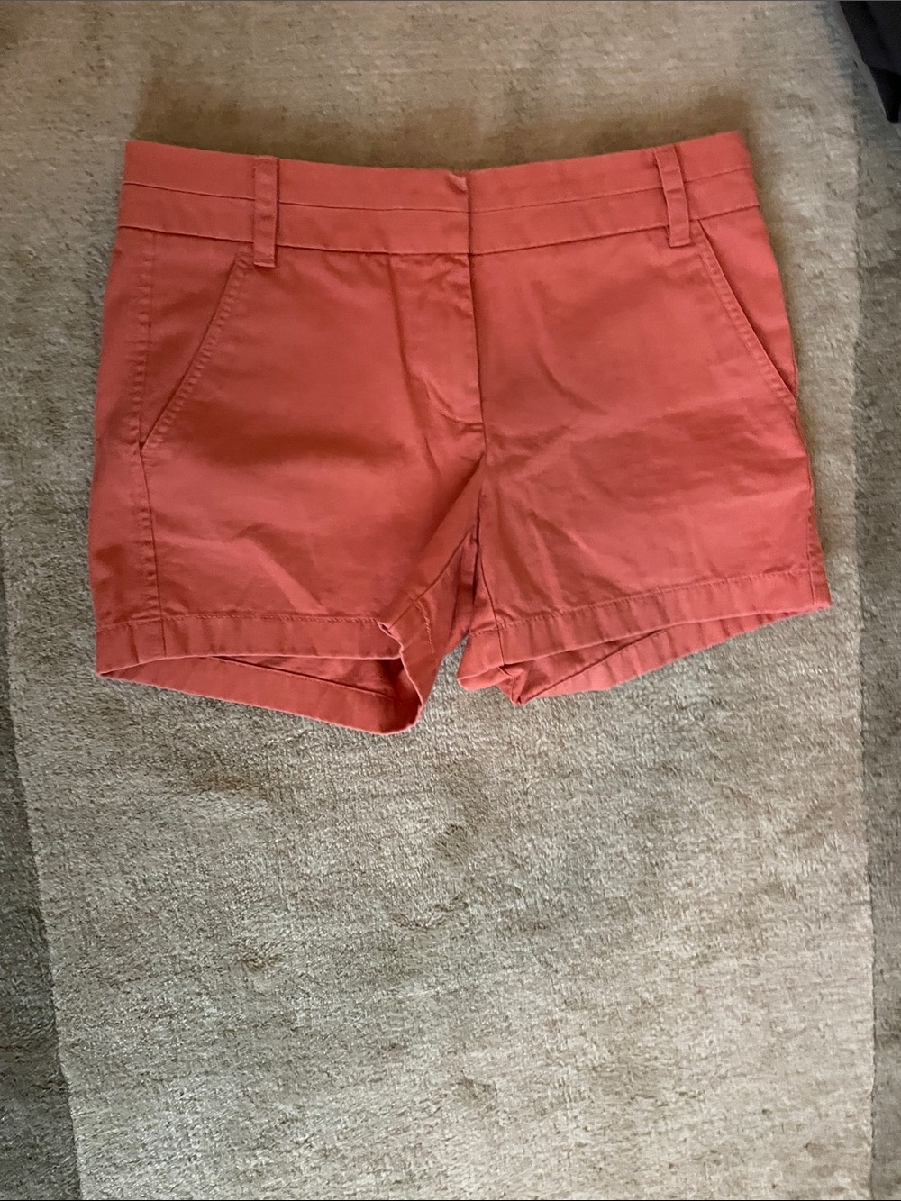 red jean shorts